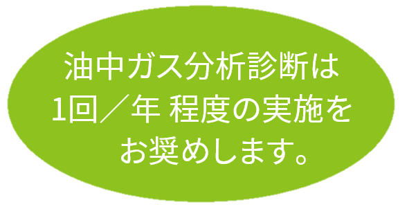 油中ガス分析診断は1年に1回程度の実施をお奨めします。